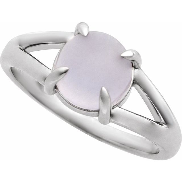 Elegant 14K Rose Gold White Opal Cabochon Ring