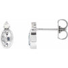 14K White Gold Natural Blue Sapphire & Diamond Earrings - Oval 5x3 mm