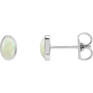 14K White Gold Natural Turquoise 5x3 mm Earrings - Elegant Design