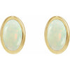 14K White Gold Natural Turquoise 5x3 mm Earrings - Elegant Design