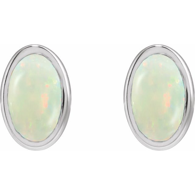 14K White Gold Natural Turquoise 5x3 mm Earrings - Elegant Design