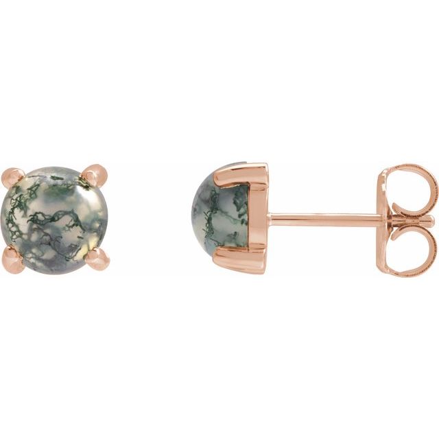 14K Gold Natural Opal Cabochon Earrings