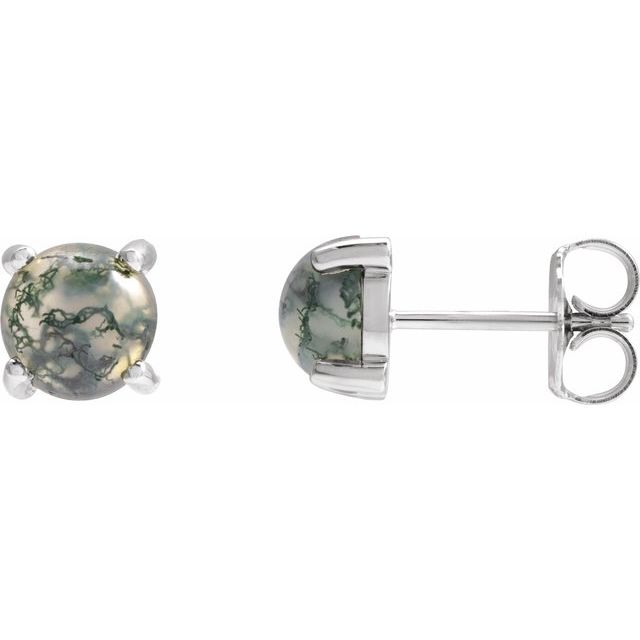 14K Gold Natural Opal Cabochon Earrings