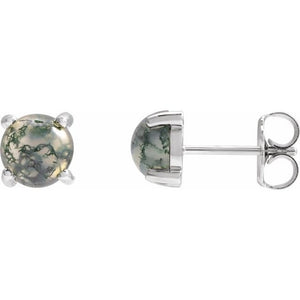 14K Gold Natural Opal Cabochon Earrings