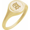 14K Gold Engravable Round Signet Ring 6.9x6.9 mm