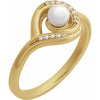 14K White Gold Akoya Pearl & Diamond Accent Ring