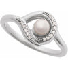 14K White Gold Akoya Pearl & Diamond Accent Ring