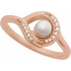 14K White Gold Akoya Pearl & Diamond Accent Ring