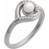 14K White Gold Akoya Pearl & Diamond Accent Ring