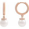 14K Yellow Gold Cultured White Akoya Pearl & .07 CTW Diamond Hoop Earrings