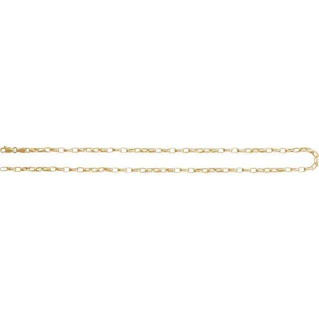 14K Yellow Gold 3.9 mm Puffed Oval Cable Necklace