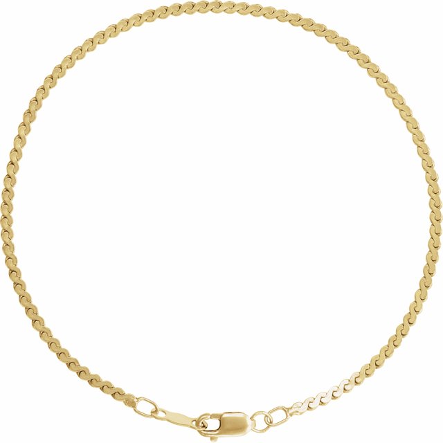 14K Yellow Gold, 1.7 mm Serpentine 7" Chain – Elegant Design