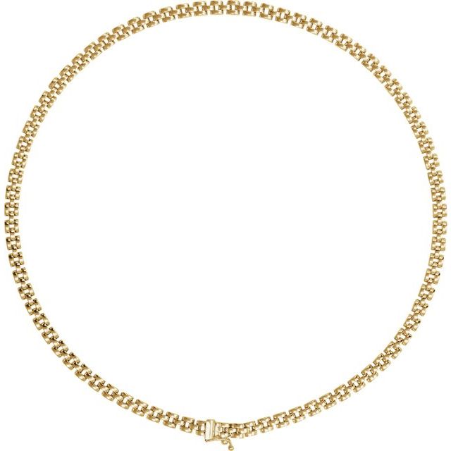 14K Yellow Gold 4 mm Panther Chain Necklace - Elegant Design