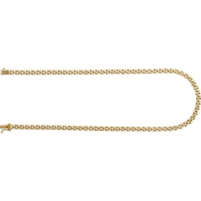 14K Yellow Gold 4 mm Panther Chain Necklace - Elegant Design