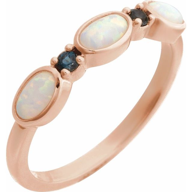 14K Gold Natural Turquoise Cabochon And Natural Peridot Stackable Ring