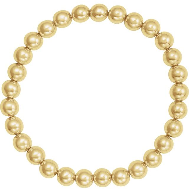 14K Gold, 2 mm Elastic Bead 16.5 cm Bracelet - Polished Design