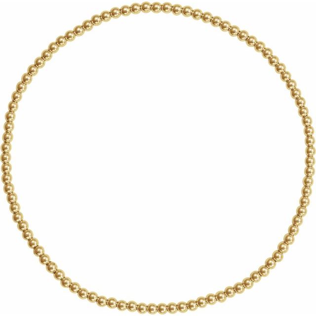 14K Gold, 2 mm Elastic Bead 16.5 cm Bracelet - Polished Design