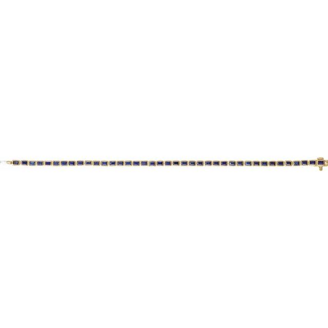 14K Yellow Gold, 7x5 mm Lab-Grown Blue Sapphire Bracelet