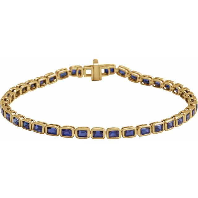 14K Gold Lab-Grown Blue Sapphire Line Bracelet