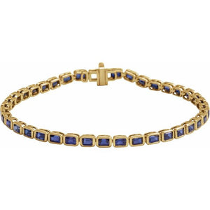 Lab-Grown Blue Sapphire Line Bracelet