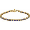 14K Yellow Gold, 7x5 mm Lab-Grown Blue Sapphire Bracelet