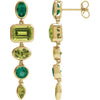 14K Yellow Gold Natural Peridot & Lab-Grown Emerald Dangle Earrings