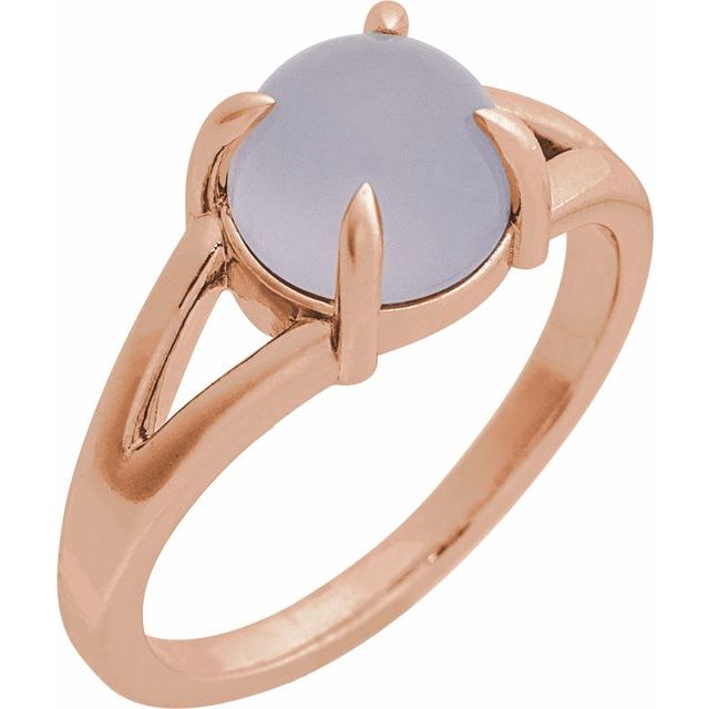 Elegant 14K Rose Gold White Opal Cabochon Ring