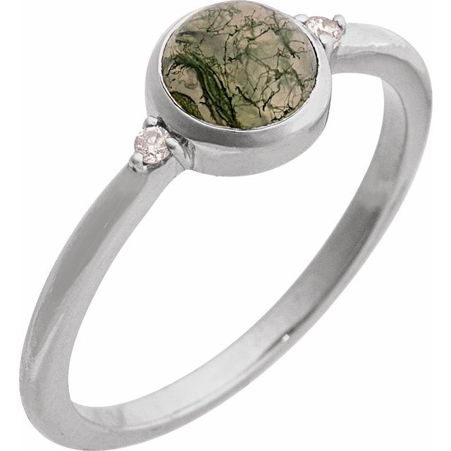 14K Gold Turquoise and Diamond Bezel-Set Cabochon Ring