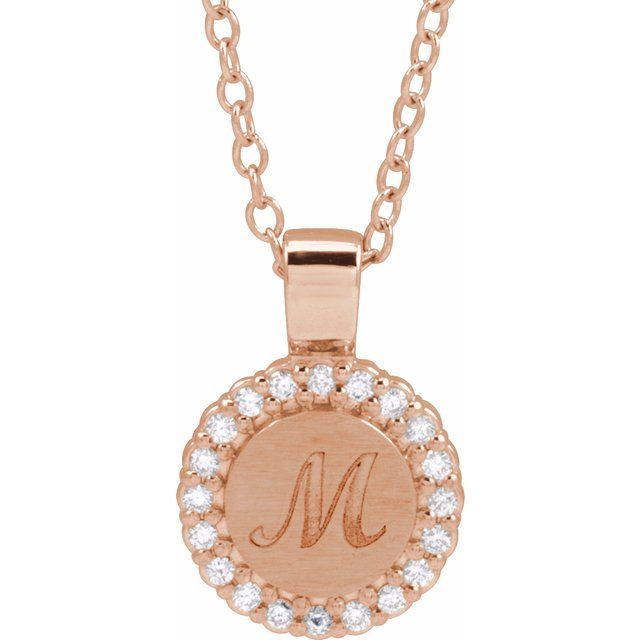 1/8 CTW Natural Diamond Round Engravable Necklace in 14K Gold