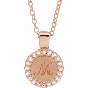 14K Gold Natural Diamond Engravable Pendant