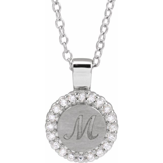14K Gold Natural Diamond Engravable Pendant