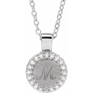 14K Gold Natural Diamond Engravable Pendant