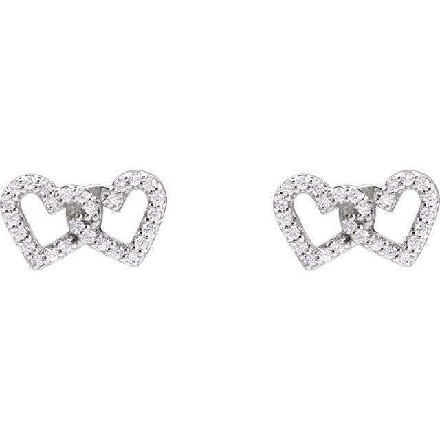 14K Yellow Gold Interlocking Heart Earrings with 1/5 CTW Natural Diamonds