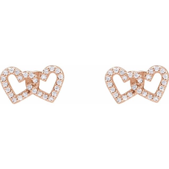 14K Yellow Gold Interlocking Heart Earrings with 1/5 CTW Natural Diamonds