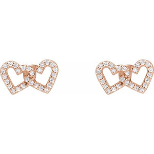 14K Yellow Gold Interlocking Heart Earrings with 1/5 CTW Natural Diamonds