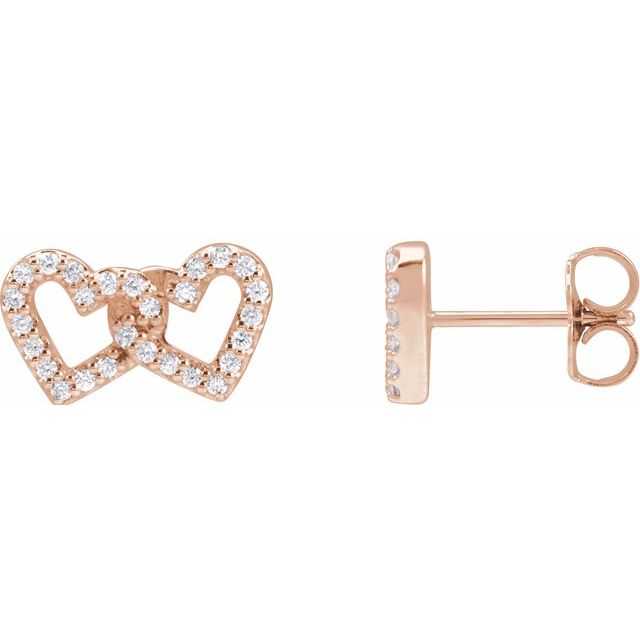 14K Yellow Gold Interlocking Heart Earrings with 1/5 CTW Natural Diamonds