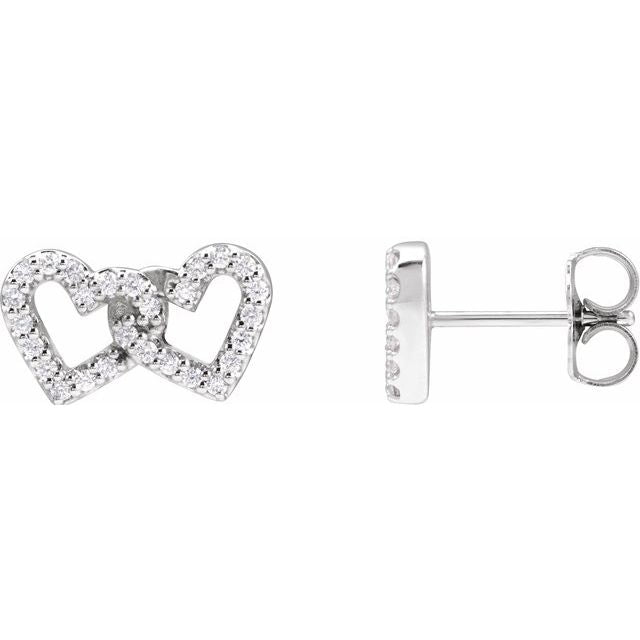 14K Yellow Gold Interlocking Heart Earrings with 1/5 CTW Natural Diamonds