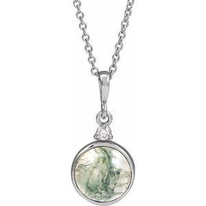 1/100 CTW Diamond Round Cabochon Bezel-Set Necklace in 14K Gold, Silver & Platinum