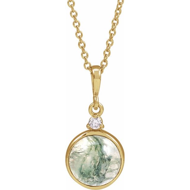 1/100 CTW Diamond Round Cabochon Bezel-Set Necklace in 14K Gold, Silver & Platinum