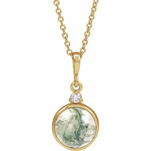 1/100 CTW Diamond Round Cabochon Bezel-Set Necklace in 14K Gold, Silver & Platinum