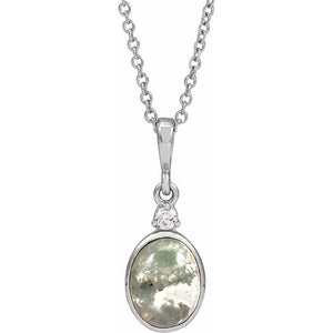 14K Gold Ethiopian Opal And Natural Diamond Bezel-Set Cabochon Pendant