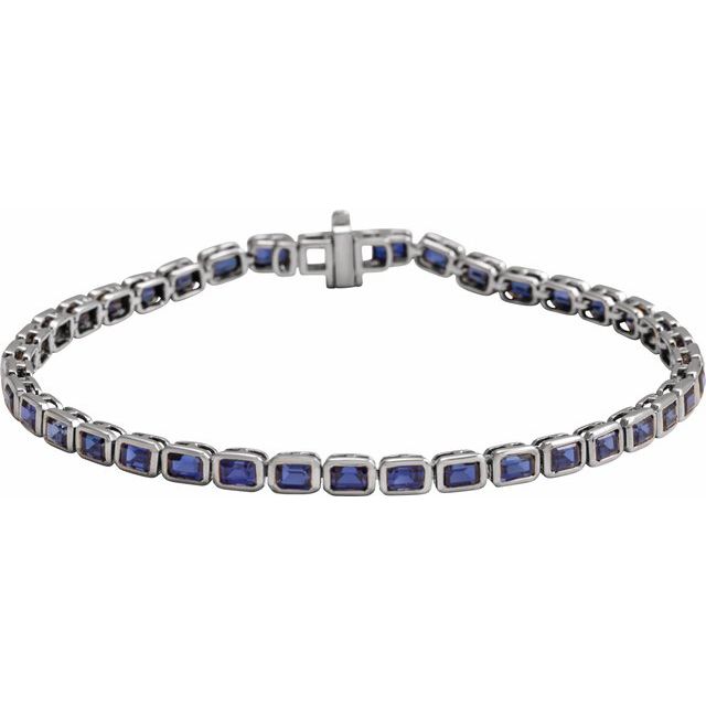 14K Gold Lab-Grown Blue Sapphire Line Bracelet