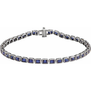 14K Gold Lab-Grown Blue Sapphire Line Bracelet