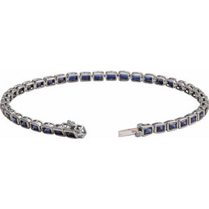 Lab-Grown Blue Sapphire Line Bracelet