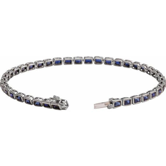 Lab-Grown Blue Sapphire Line Bracelet