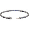 14K Yellow Gold, 7x5 mm Lab-Grown Blue Sapphire Bracelet