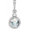 14K White Gold Natural Ethiopian Opal & Diamond Pendant - Bezel-Set