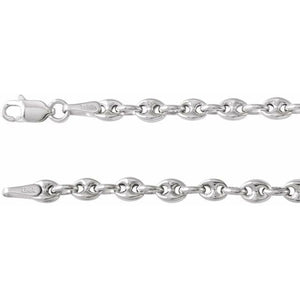 Puffed Anchor Chain Necklace in 14K Gold and Sterling Silver