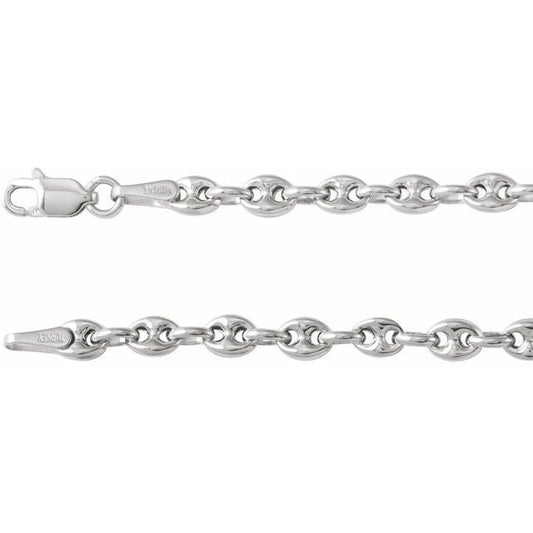Puffed Anchor Chain Necklace in 14K Gold and Sterling Silver