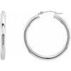 14K White Tube 15 mm Hoop Earrings